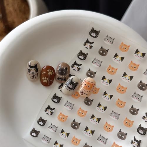 Cute Cat Nail Stickers for Nail Art Kawaii Nail Decals