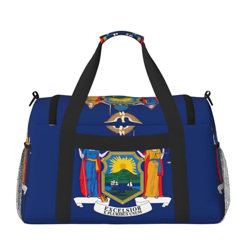 New York flag print Travel Duffle Bag Gym Bag for Women,Puffer Tote Bag,Weekender Overnight Bag Organizer2