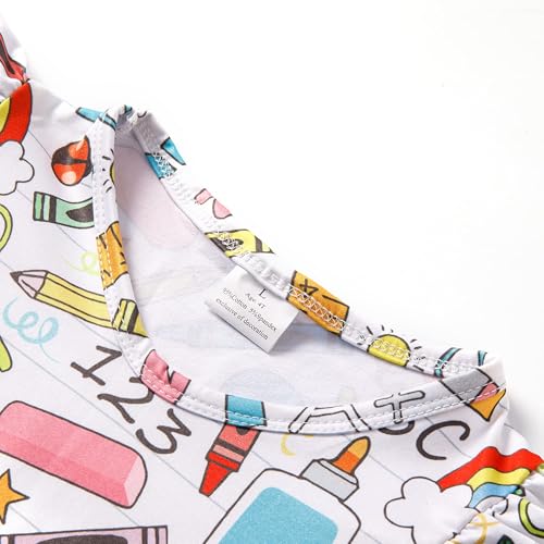 Toddler Girl Dress Back to School Pencil School Bus Print Dress Summer Outfits 3-8T2