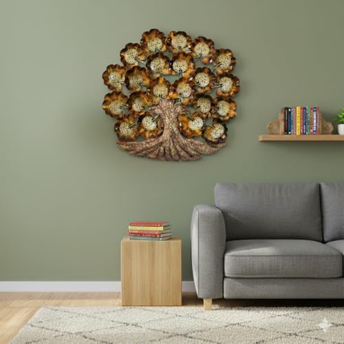 Image of Bharat Art Metal Iron Jali Tree Wall Art Decor for Living room Home Bedroom Cafe Interior Decorative | Elegant Wall Hanging Sculpture | Gift Item | Multicolor | 30 x 2 x 30 Inch | W173