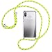 Produktbild mtb more energy® Handykette kompatibel mit HTC U12 Life (6.0'') - Neon-Gelb gestreift - Smartphone Hülle zum Umhängen - Anti Shock Full TPU Case