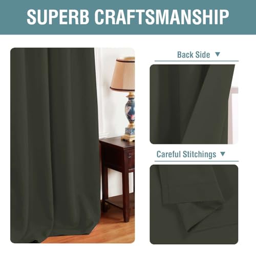 Image of H.VERSAILTEX Blackout Patio Curtains 100 x 84 Inches for Sliding Door Extral Wide Blackout Curtain Panels Thermal Insulated Room Divider - Grommet Top, 7' Tall by 8.5' Wide - Olive