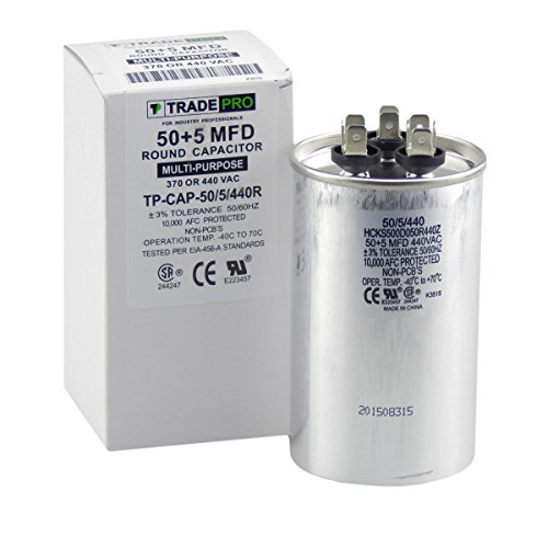 TradePro 50/5 MFD 370/440 Volt Round Dual Run Capacitor