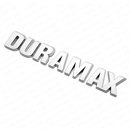 Image of 2Pc Silverado Duramax Hood Letter Logo Emblem Badge Adhesive Nameplate Replacement for 1500 2500 3500 (Chrome)