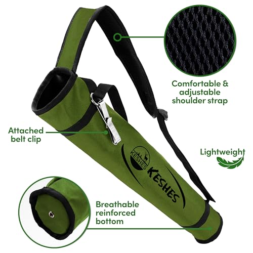 KESHES Archery Back Arrow Quiver Holder - Adjustable Quiver for Arrows with Shoulder Strap and Belt Clip - Ideal for Bow Hunting & Target Practice for Youth & Adults