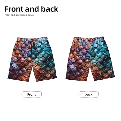Boys Beach Board Shorts Swim Trunks Summer Kids Youth 3D Swimming, Mermaid Scales Fish Scale Art2