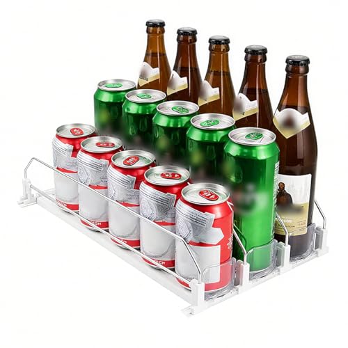 Organizador de bebidas para frigorífico de 31 cm, organizador automático para frigorífico, dispensador de bebidas, organizador para 12 latas, 3 filas, ahorra espacio Organizador de bebidas para frigorífico de 31 cm, organizador automático para frigorífico, dispensador de bebidas, organizador para 12 latas, 3 filas, ahorra espacio