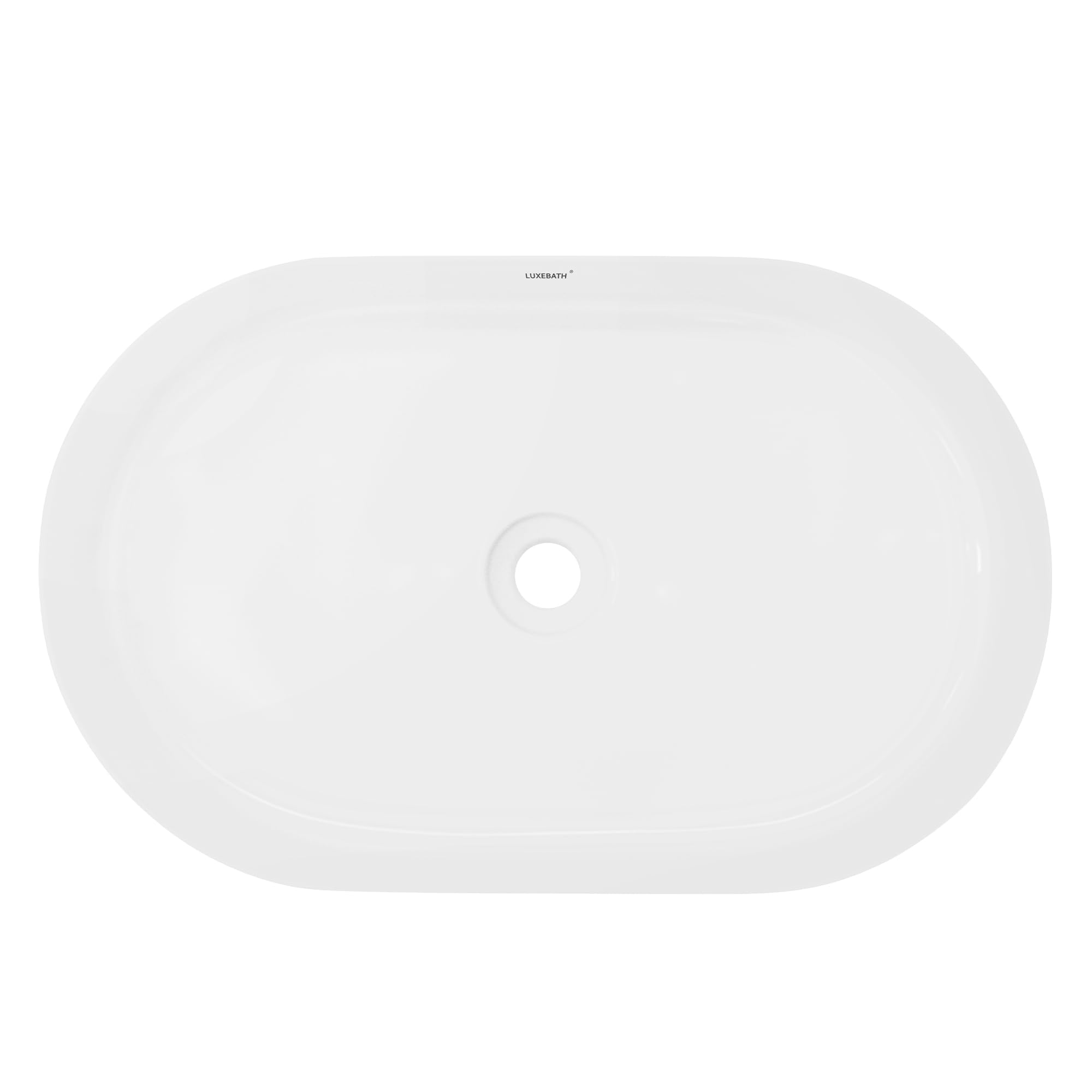 ECD Germany Lavabo en Céramique Blanc 605x380x125 mm avec Garniture de Vidage 1 1/4" Universelle sans Trop-Plein, Design Ovale, Vasque à Poser Moderne, Évier Lave-Mains pour Salle de Bain et Toilette