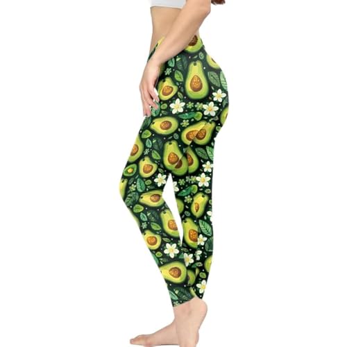Irisjudy Green Avocado Print Yoga Pants for Women Stretch Breathable
