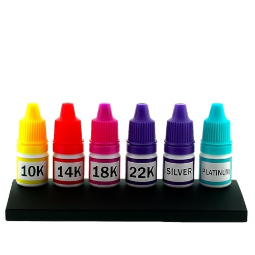  Gold, Silver & Platinum Testing Kit 10k 14K 18K 22K .999 .925 Silver Platinum Solutions with 2x2 Test Stone Precious Metal Tester Real/Fake Check Analysis Analyzer Kit