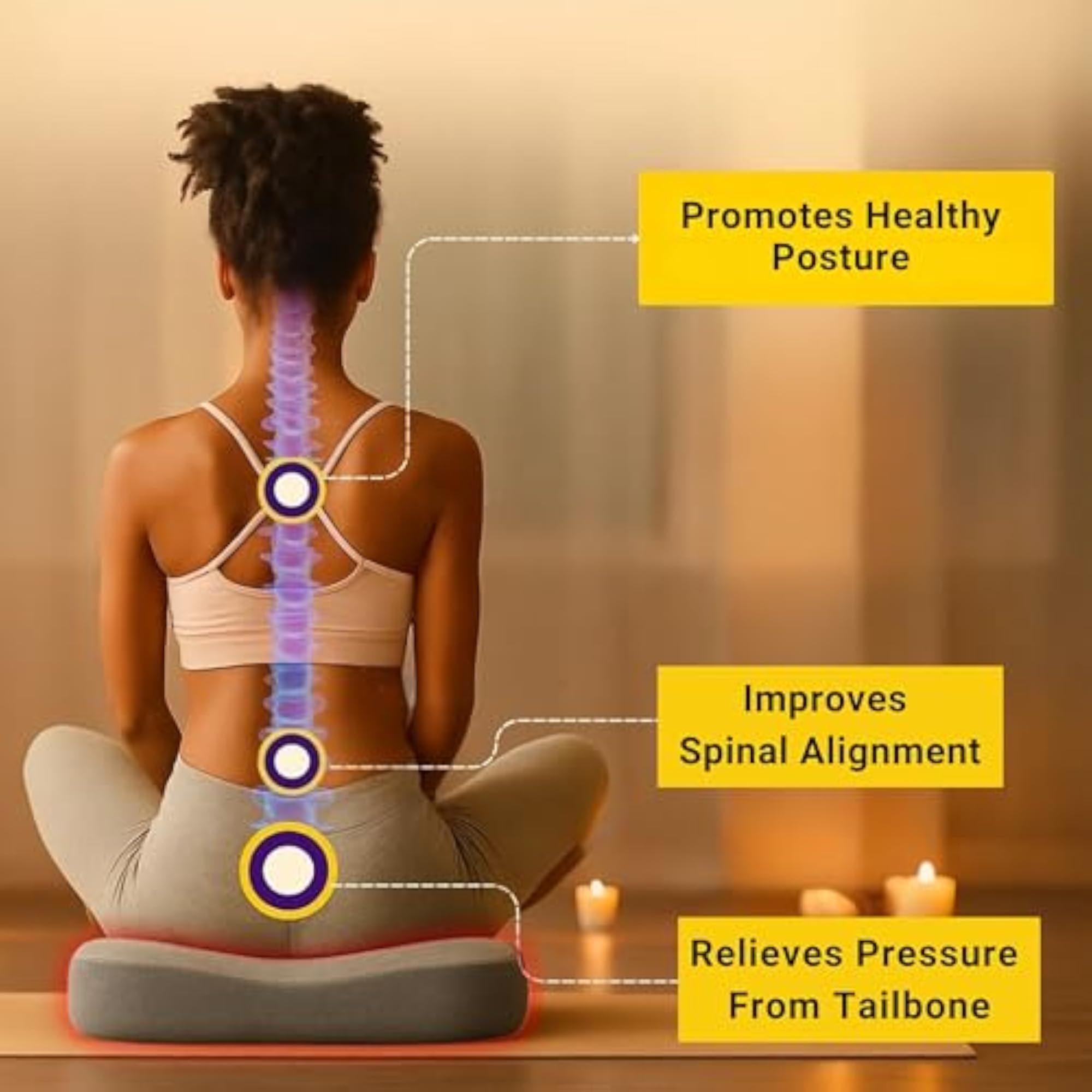 Memory Foam Seat Cushion, Grey, Healthy Posture Support