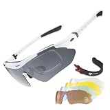 ROCKBROS Polarized Pickleball Safety Glasses UV400 Protection Anti-Drop Glasses with Detachable Temples & Strap for Cycling Ball Sports Men Women (5 Lens)