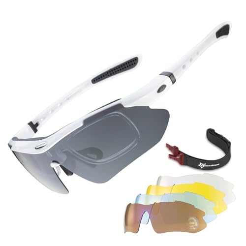 Image of ROCKBROS Pickleball Glasses Polarized Sport Glasses, Anti-Drop 5 Lenses Detachable Strap Goggles for Cycling Ball Running