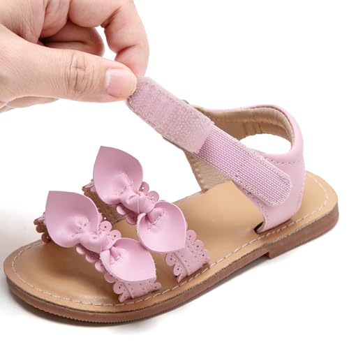 Image of Kolan Toddler Girl Sandals Open Toe Flat Princess Dress Shoes Little Kids