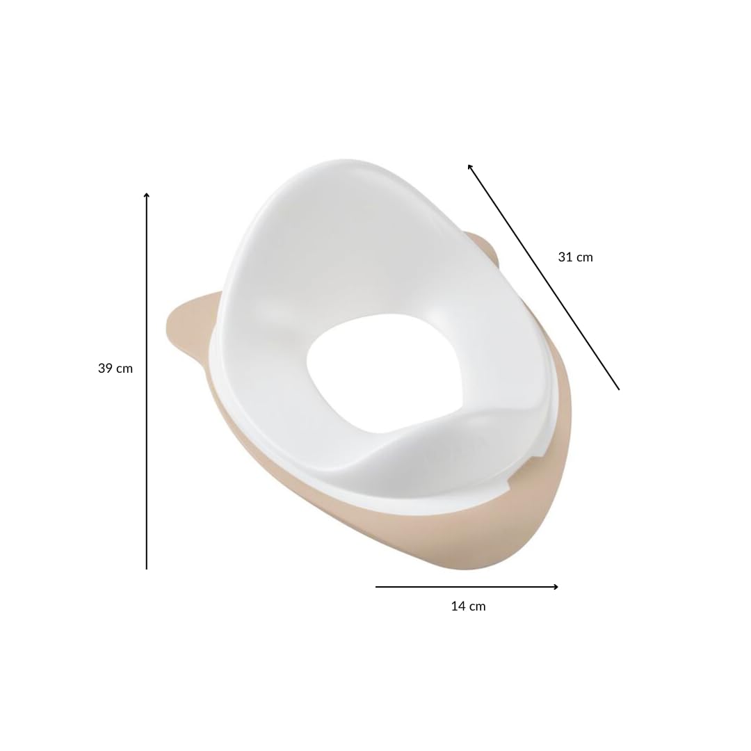 BÉABA, Réducteur de Toilette, Rehausseur WC Enfant Siège de Toilette avec crochet de fixation, Conception Antidérapants ergonomique, Facile d'entretien, Terre d'argile