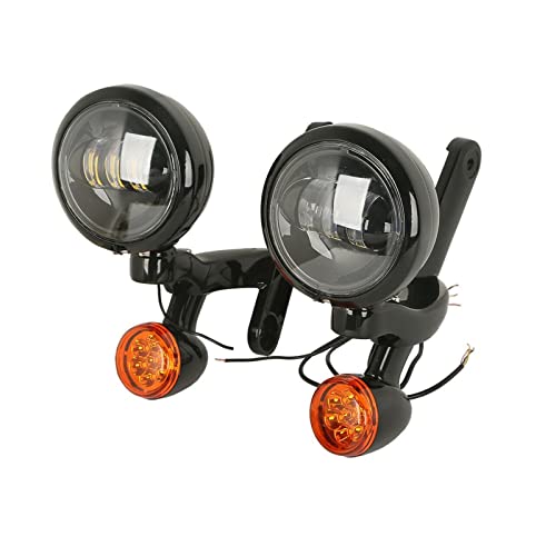 Moto Antibrouillard Lumière pour Remplacer Phare Faible Harley Support Clignotant Spot LED Puissant Noir