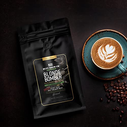 Buff Brew Coffee Co. Blonde Bomber: Usda Organic - Non-Gmo- Specialty Grade Light Roast - Low Acid - Ground Coffee - Veteran Owned - 12 Ounces. #TOP5