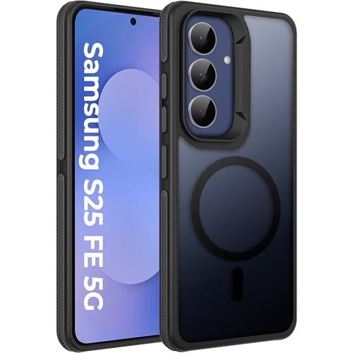 Image of A rtistque Compatible with Mag-Safe Frosted Ultra Matte Back Cover Case for Samsung Galaxy S25 FE 5G | Smooth Sides Grip | Protective Design | Raised Camera Edges | Samsung S25 Fe Back Cover - Black