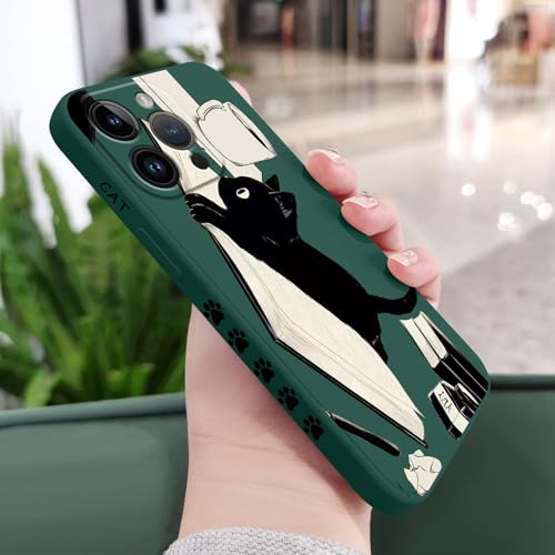 Coque iPhone 14 Pro Max silicone souple chat vert