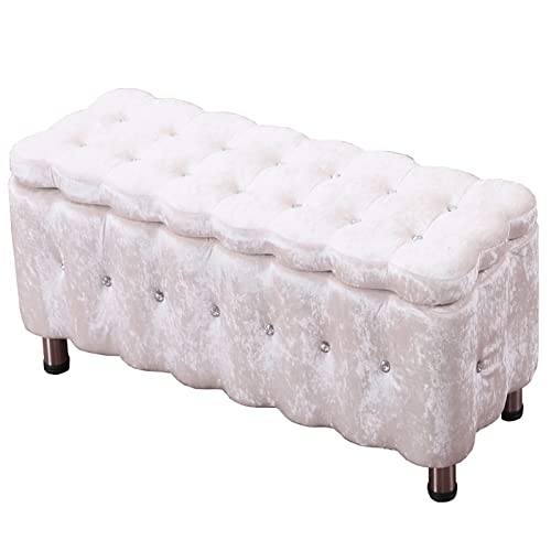 Pouf de table basse pliable tabouret de rangement sous le bureau blanc et doré - 2