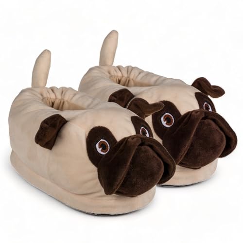 MIJOMA Plüsch Hausschuhe, Superbequem, Rutschfest, Kuschelig aus 100% weichem Velourplüsch (Mops, EU Schuhgrößensystem, Kleinkind, Damen, Numerisch (von/bis), M, 31, 32)