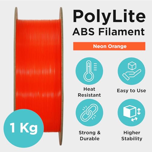Image of Polymaker Neon ABS Filament 1.75mm, Neon Orange 3D Printer Filament 1.75mm Heat Resistant 1kg - UV Reactive ABS 3D Printing Filament 1.75mm, Strong & Durable, Dimensional Accuracy + /- 0.03mm