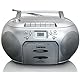 Lenco SCD-420 Silver Tragbares UKW-Radio mit Toplader CD-Spieler und Kassettendeck, LCD Display, Wiederholungsfunktion, Auto-Stopp, Kopfhöreranschluss, Default