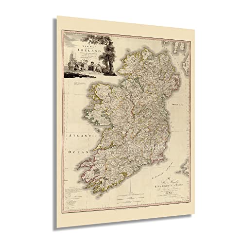 Historix Vintage 1797 Ireland Map Poster - 18X24 Inch Vintage Map Of Ireland Wall Art - History Map Of Dublin Ireland - Old Republic Of Ireland Map Print - A New Map Of Ireland Wall Art #TOP3