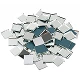 Youway Style Real Mirror Mosaic Tiles,200g Silver Mirror Glass Tiles for Crafts,Square Mosaic Glass