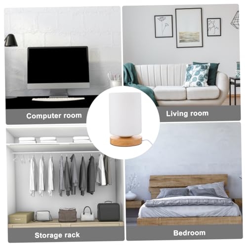 Lámpara de mesita de noche LED con base de madera cálida miniatura 4