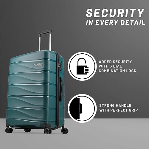 Image of Aristocrat Plastic Olympus, Cabin, Medium & Large Luggage (Set of 3),Poseidon, Hardcase,8 Wheel Spinner Suitcase,Fixed Combination Lock, Spacious, for Men & Women, 7 Year Warranty, 54 Cm, Dark Green