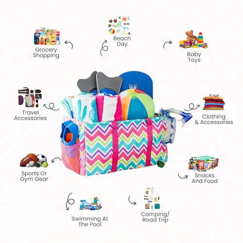 Image of Extra Large Utility Tote Bag - Oversized Collapsible Pool Beach Canvas Basket