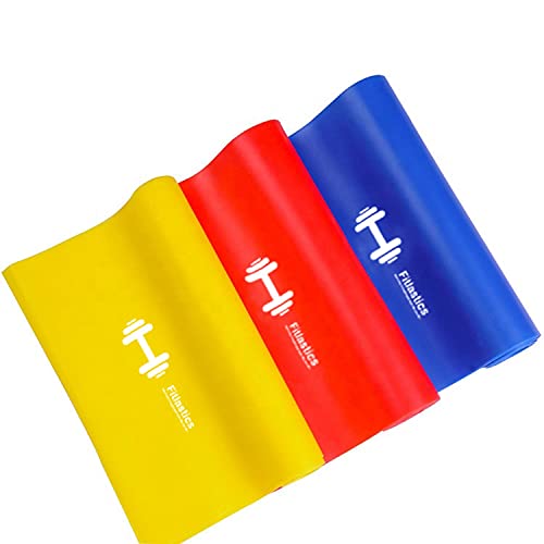 Natural Rubber Resistance Bands For Toning. Strength Training, Stretching, Physical Therapy, Pilates, Yoga Exercises Home Fitness Workouts For Men/Women (3 Bands Set - 6Ft Each)