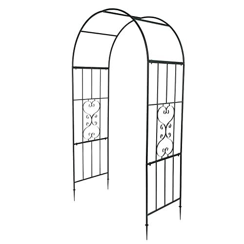 BILEK 7.3FT Metal Garden Arbor Arch Wedding Trellis Arbor Archway for Climbing & Hanging Plants, Decor for Party, Weddings, Birthdays & Backyards,Dark Green