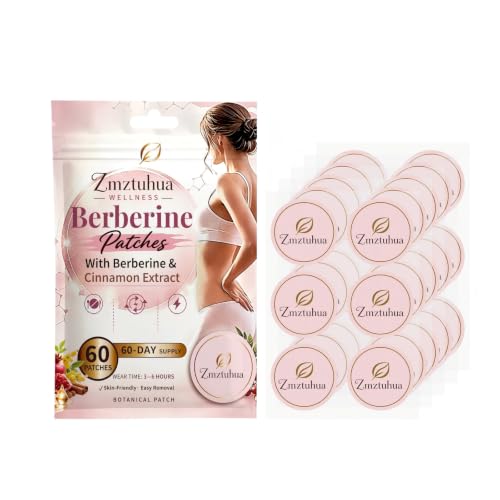 Zmztuhua GLPLUS-1 Berberine Patches with L Glutamine, Chromium, Pomegranate and Cinnamon to Multiple Body Parts - 8X Advanced Bioavailable Formula for Hunger Support Suitable for Men & Women - 60Pcs