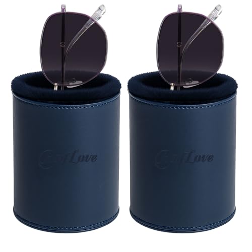 2Pack Plush Lined Leather Eyeglass Holder Stand Case, Anti-scratch Glasses Stand Holder, Glasses Holder for Nightstand,Desk, Car Cup Holder, Living Room & Multi-Functional Storage Organizer