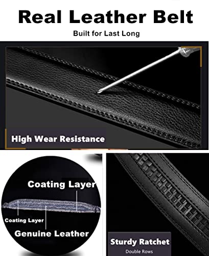 Oyifan Belt Buckle, Men's Comfort Genuine Leather Ratchet Dress Belt With Automatic Click Buckle #TOP4