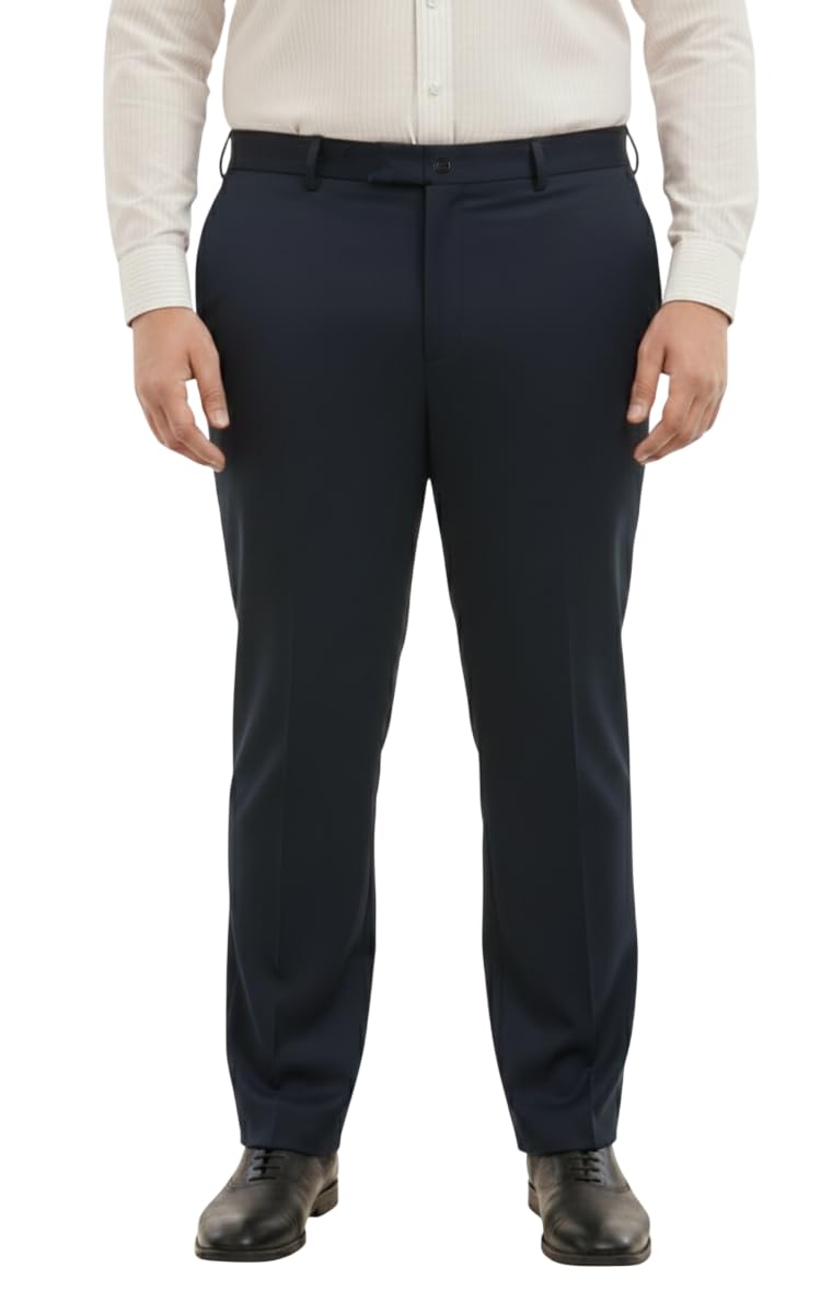 saintx Men's Premium Plus Size Formal Trousers | Regular Fit Upto 2" Techno Flex Waistband | Wrinkle Resistant | Stretchable Triple Blend, Easy Care Fabric | Office & Business Wear-picture-16