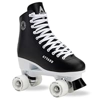 ATTABO Serena Damen Rollschuhe in Eco Leder, ABEC-3 Lager, PP Rahmen und Aluminium Kufe, 54×32 mm PU 82A Räder, TPU Bremse, Klassische Schnürung, Sicher und Stylisch Größe 36 (Schwarz, 39)