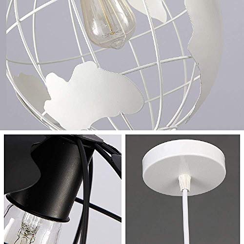 Lustre industriel géométrique en cage de fer ronde noire
