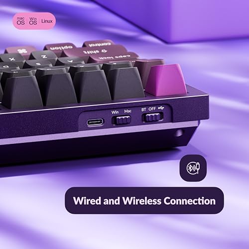 Image of Keychron Q6 Pro Full-Size Wireless Bluetooth Mechanical Keyboard, Full Aluminum, Hot-Swappable Keychron Super Brown Switch, Launcher Programmable, NKRO Knob, KSA PBT Keycaps, Mac /Win /Linux - Purple