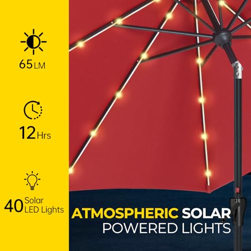 Image of Tempera Patio Market Outdoor Table Umbrella with Auto Tilt and Crank, Large Sun Umbrella with Sturdy Pole & Fade Resistant Canopy, Easy to Set