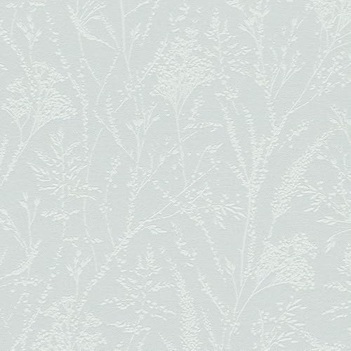 Carta da parati tono su tono Profhome 397662-GU Carta da parati TNT strutturata con ornamenti floreali scintillante verde bianco 5,33 m2