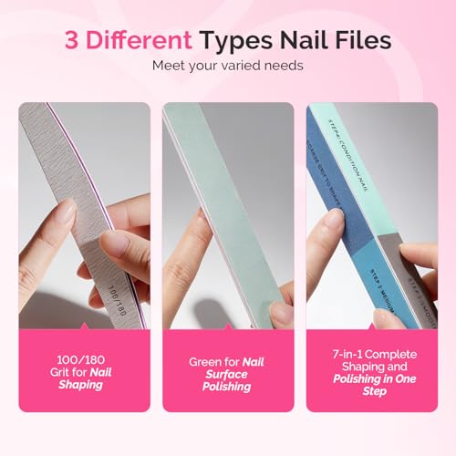 Image of MelodySusie Manicure Tools Kit Nail Care Kit with Files, Buffer Blocks,Cuticle Nipper, Pusher and Rose Cuticle Oil 28ML for DIY Nail Manicure and Nail Care