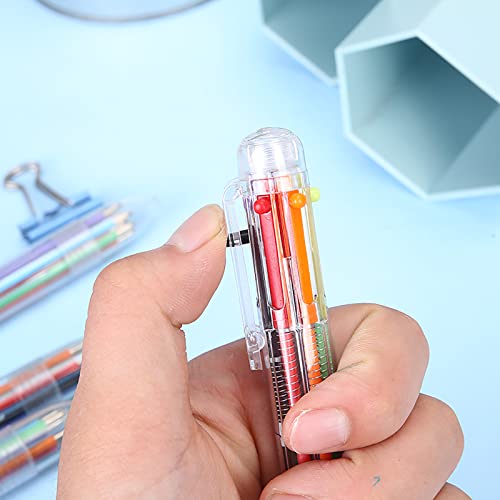 WUDQIJI Multicoloured Ballpoint Pens Pack of 12 Retractable Ballpoint Pens 6-in-1 Multicoloured Pens 6 Colours Multicoloured Pens 0.7 mm Nib Ballpoint Pen for Drawing Writing - Image 3