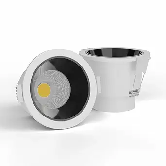 Harold Electricals 7W Alpha Series Concealed COB Spotlight | Recessed Ceiling LED Light - White Body(Black Reflector) Neutral White Light