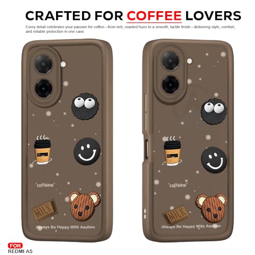 Image of AESTMO Back Case Cover for Poco C71 / Redmi A5 | Cute Fun Cartoon 3D Ball | Coffee Silicone Case | Full Body Protection | Camera Protection Back Cover for Poco C71 / Redmi A5 (Brown)