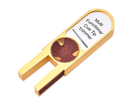 DS. DISTINCTIVE STYLE Billiard Pool Cue Tip Shaper Tool, U Shaped 5 in 1 Scuffer Burnisher Multi Functional Cue Tip Trimmer for Cue Snooker Tips - Gold