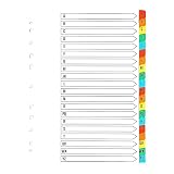 Indigo® A4 File Dividers – A–Z Alphabetical Index with Multicolour Tabs, White Card, Mylar-Reinforced, Multipunched – Pack of 1 for Binders & Filing