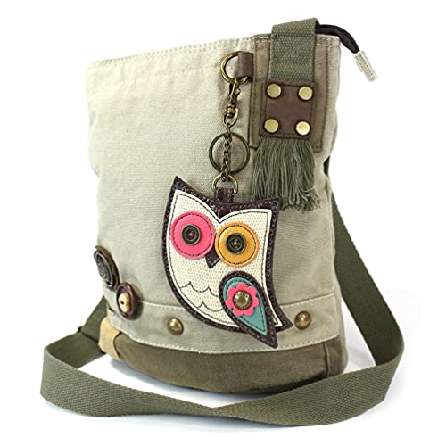 CHALA Patch Cross-Body Women Handbag, Sand Canvas Messenger Bag2